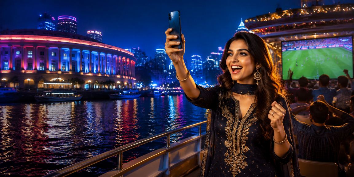 User placing cricket bets on mobile phone in India